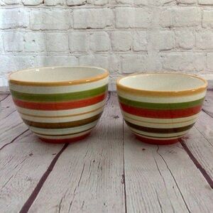 Nantucket Home Ceramic Striped Nesting Bowls Set of Two